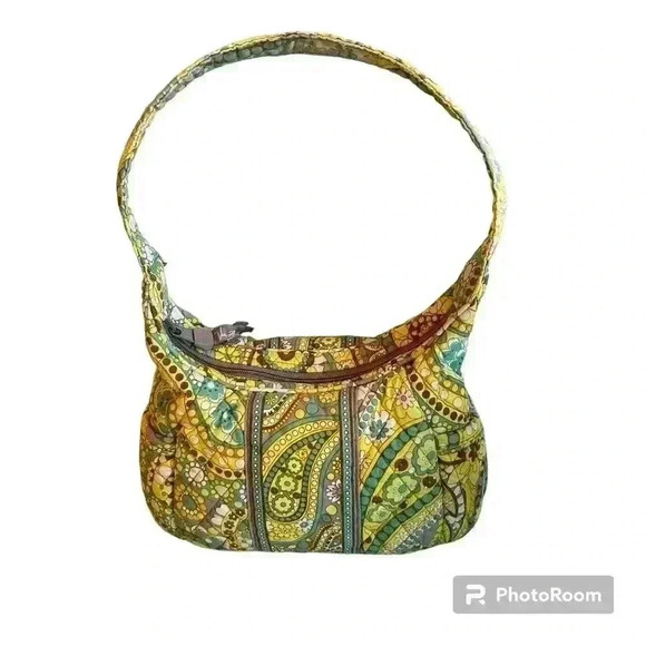 Vintage Vera Bradley Lemon Parfait Quilted Small Shoulder Bag Paisley Pockets - Picture 1 of 8